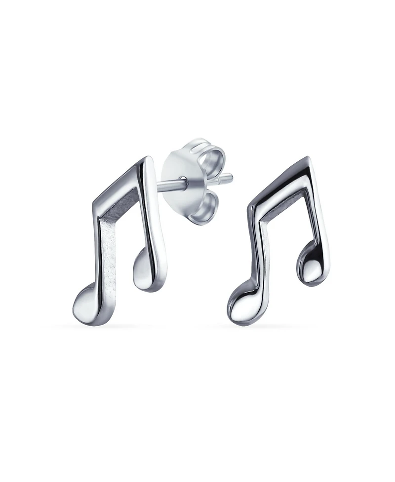 Bling Jewelry Tiny Dainty Eighth Music Notes Threader Stud Earrings for Musicians Silver