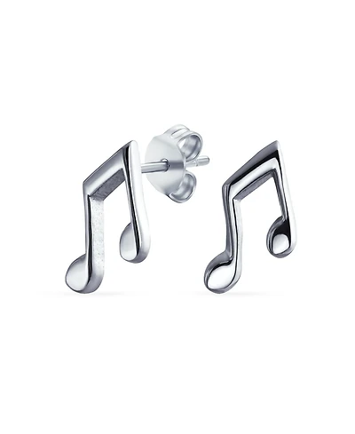 Bling Jewelry Tiny Dainty Eighth Music Notes Threader Stud Earrings for Musicians Silver