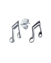 Bling Jewelry Tiny Dainty Eighth Music Notes Threader Stud Earrings for Musicians Silver