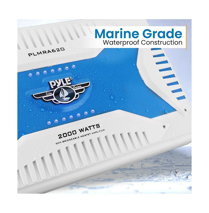 Pyle 6-Channel Marine Amplifier, 2000 Watts Elite Series