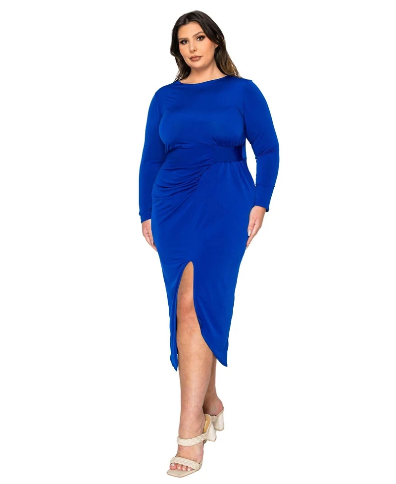 L I V D Plus Estelle Ruched Bodycon Midi Dress