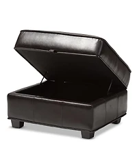 Baxton Studio Agustus Brown Leather Storage Ottoman