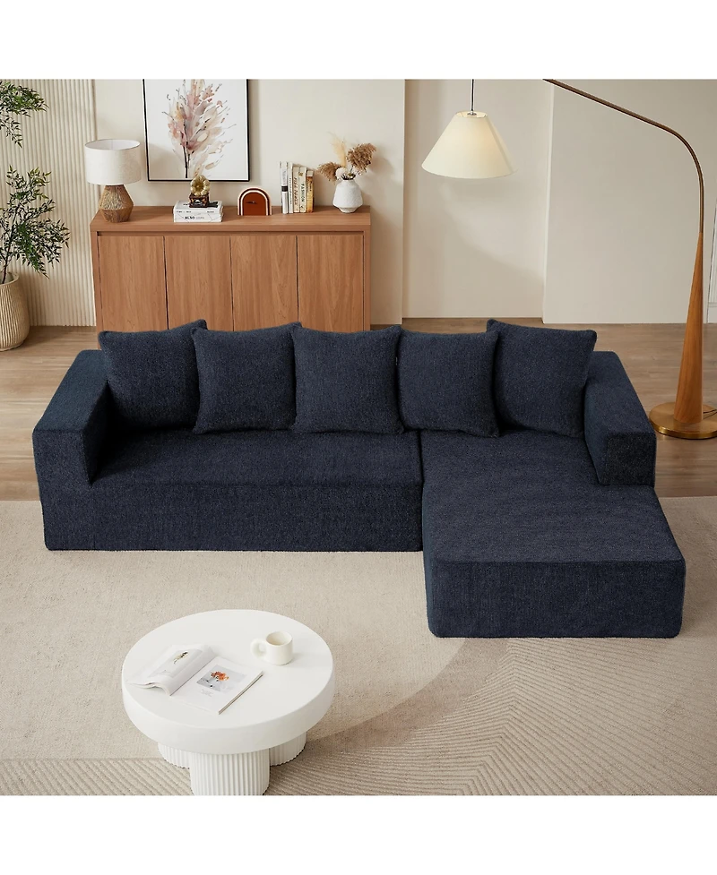 Boyel Living Chenille L-Shaped Sectional Sofa Set,Minimalist Style Modular Sectional Sofa, Luxury Chenille Fabric Cloud Couch for Living Room