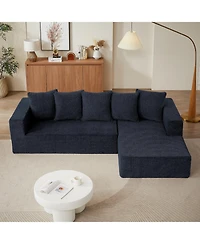 Boyel Living Chenille L-Shaped Sectional Sofa Set,Minimalist Style Modular Sectional Sofa, Luxury Chenille Fabric Cloud Couch for Living Room