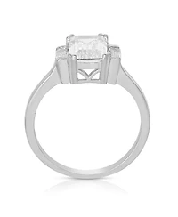Sterling Silver Cubic Zirconia Square Asscher Ring