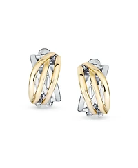 Bling Jewelry Classic Celtic Knot Clip-On Earrings Two Tone For Non-Pierced Ears Gold Plated