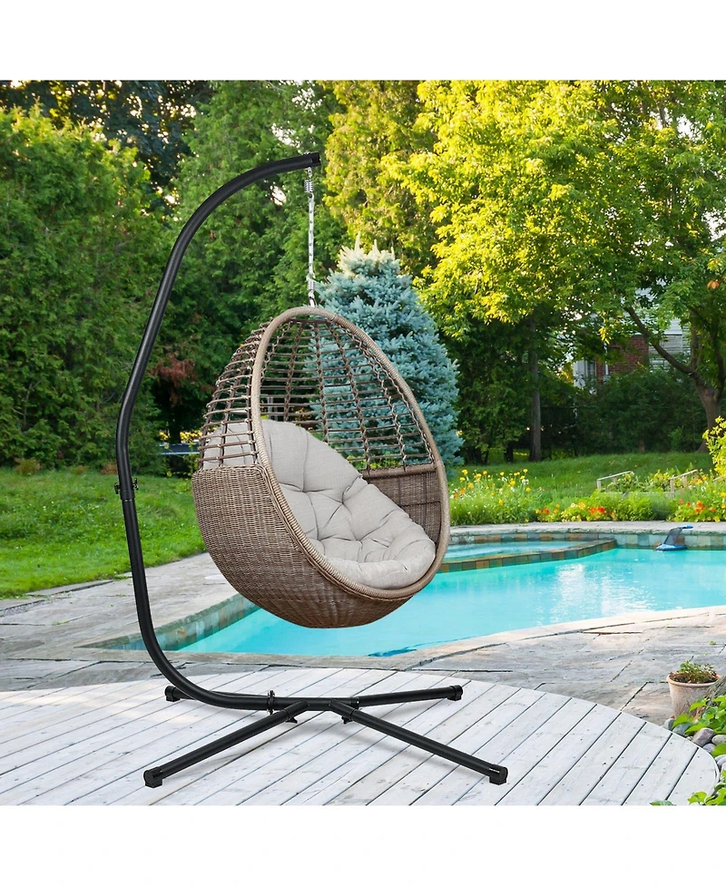 Aoodor Hammock Steel C Stand -Stand for Hanging Hammock Chairs - 300 Pound Capacity, Black