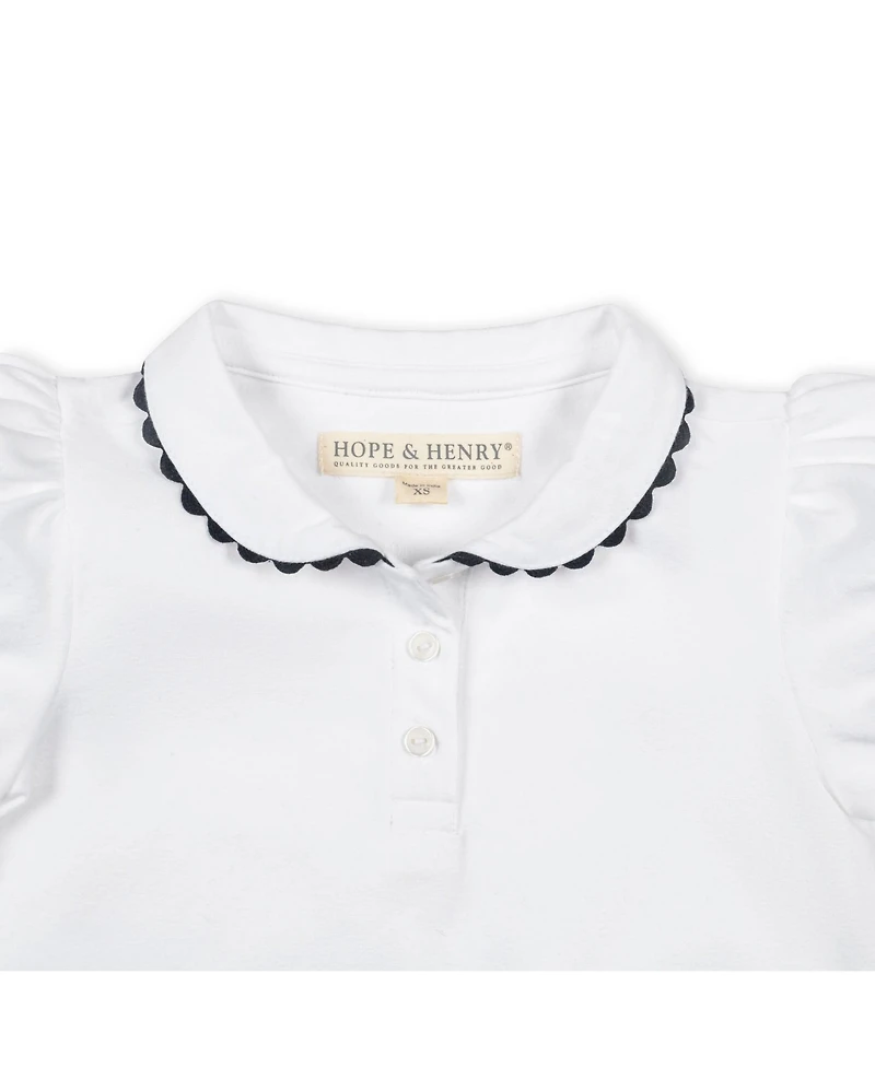Hope & Henry Girls Organic Puff Sleeve Jersey Knit Polo