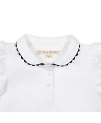 Hope & Henry Girls Organic Puff Sleeve Jersey Knit Polo
