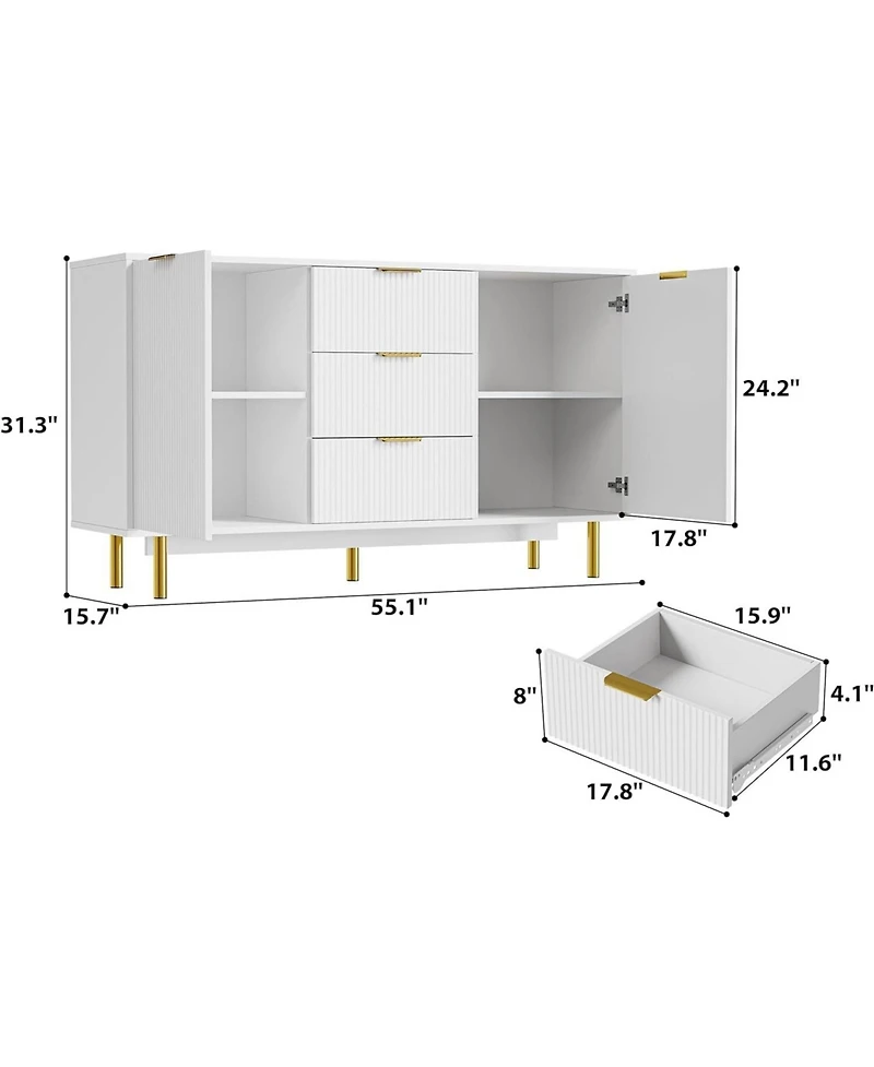 gaomon Kitchen Sideboard Cabinet with 3 Drawers and 2 Doors