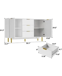 gaomon Kitchen Sideboard Cabinet with 3 Drawers and 2 Doors
