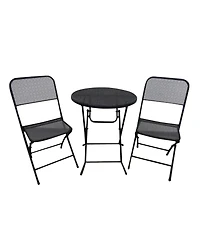 Four Seasons Courtyard Padova Foldable 3 Piece Steel Bistro Dining Set, Black
