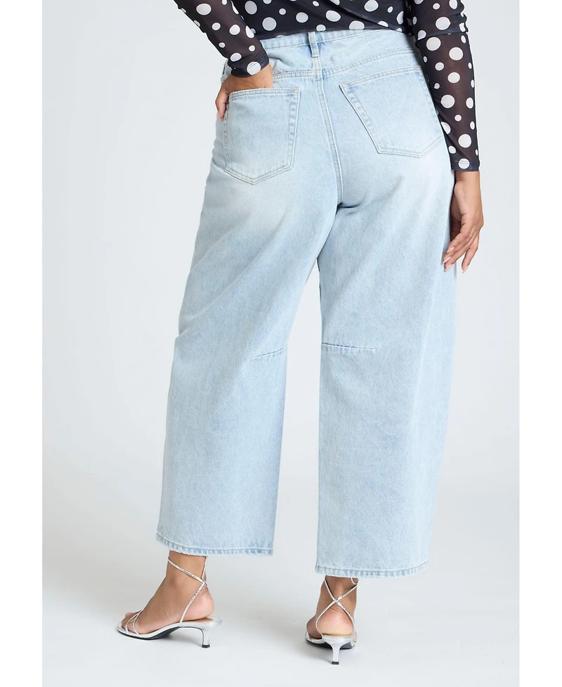 Eloquii Women's Dart Detail Barrel Leg Jean