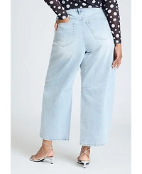 Eloquii Women's Dart Detail Barrel Leg Jean