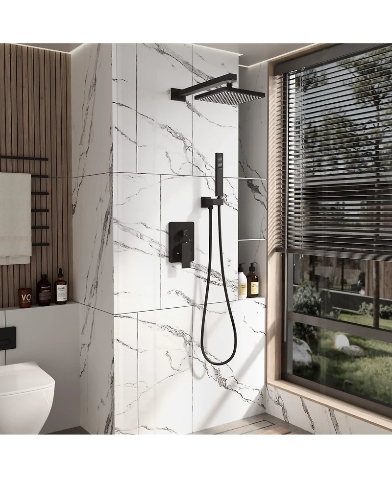 Lovmor Wall Mounted Hand Held Shower Bathroom Luxury Rain Mixer System Set(Valve Included)
