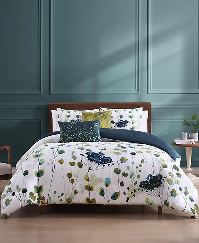 Bebejan Abstract Vines Bedding 220 Thread Count 100% Cotton Sateen 5 Piece King Size Reversible Comforter Set