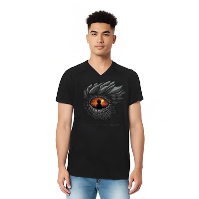 House Of The Dragon Men's Eye Short Sleeve Adult V Neck Premium Cotton Tee / T-Shirt