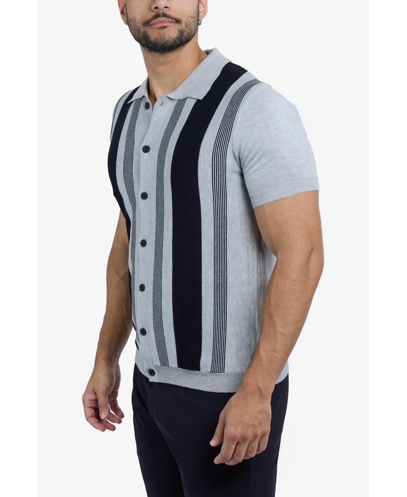 Spring + Mercer Men's Short Sleeve Sweater Knit Polo Shirt