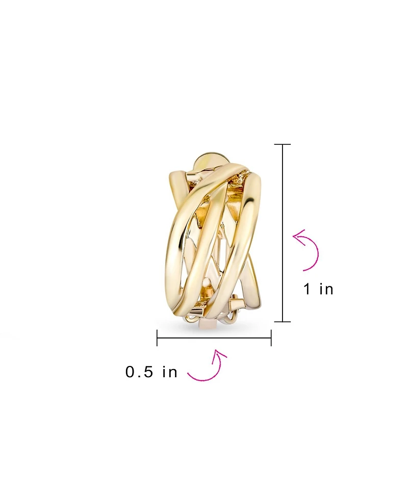 Bling Jewelry Classic Celtic Knot Clip-On Earrings Two Tone For Non-Pierced Ears Gold Plated