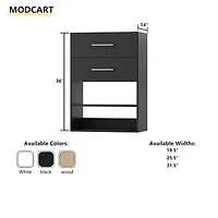 Short Tower Wood Built Closet Organizer Unit, Starter Kit, Mounted Systems with 2 Drawers