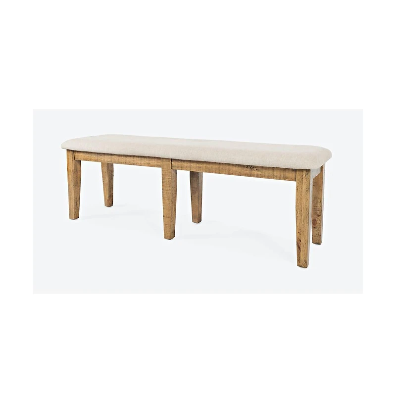 Jofran Telluride Rustic Farmhouse Solid Wood 55" Upholstered Dining Bench