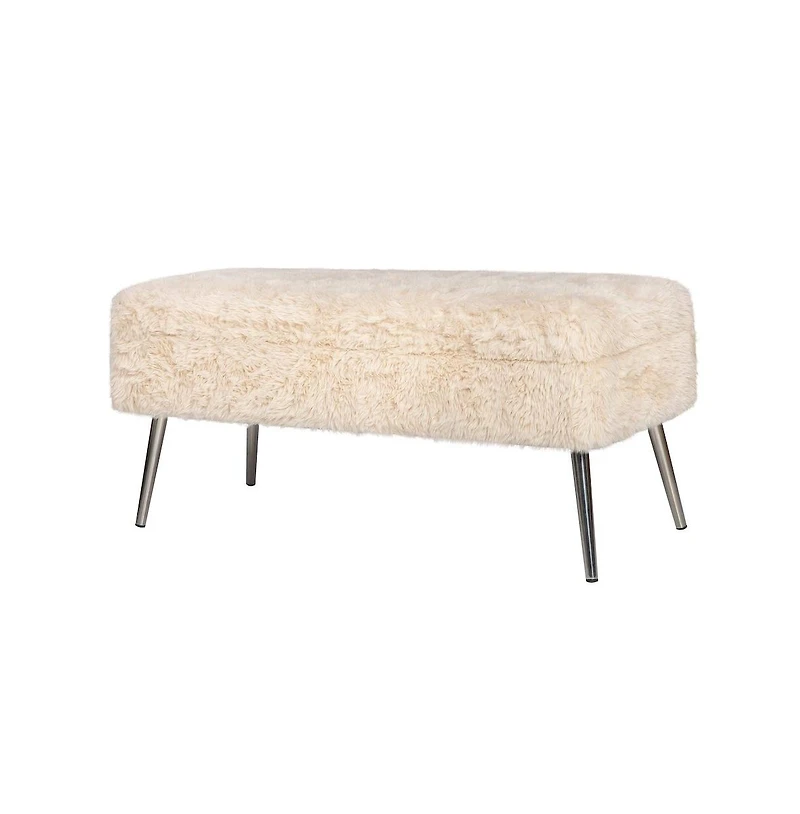 Jofran Huggy Luxury Plush Faux Fur Upholstered Storage Bench