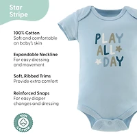 The Peanutshell Baby Boys Short Sleeve Cotton Bodysuits Boys, Star Stripe
