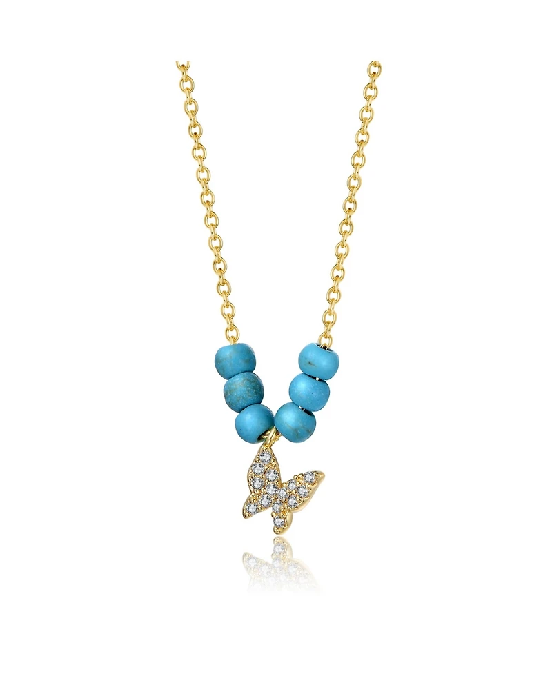 GiGiGirl Stylish 14k Gold Plated with Pearls and Butterfly Necklace