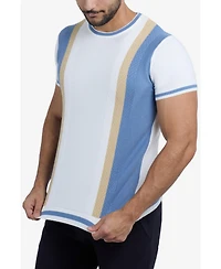 Spring + Mercer Men's Jacquard Crew Neck Short Sleeve Sweater