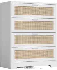gaomon 4 Drawer Dresser Rattan Dresser, Tall Chest of Drawers