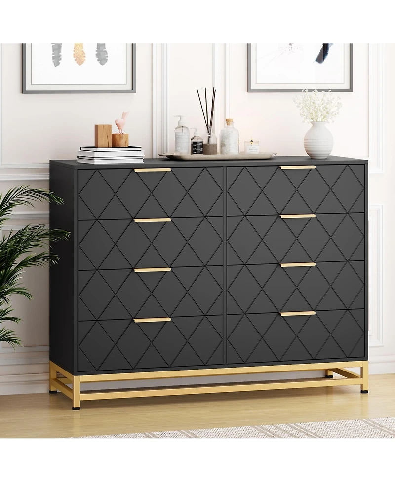 Dresser for Bedroom with 8 Drawer, Tv Stand Dressers Chest of Drawers