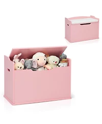 Gouun Kids Toy Wooden Flip-top Storage Box Chest Bench with Cushion Hinge