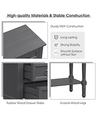 Gouun Narrow Console Table with 3 Storage Drawers and Open Bottom Shelf