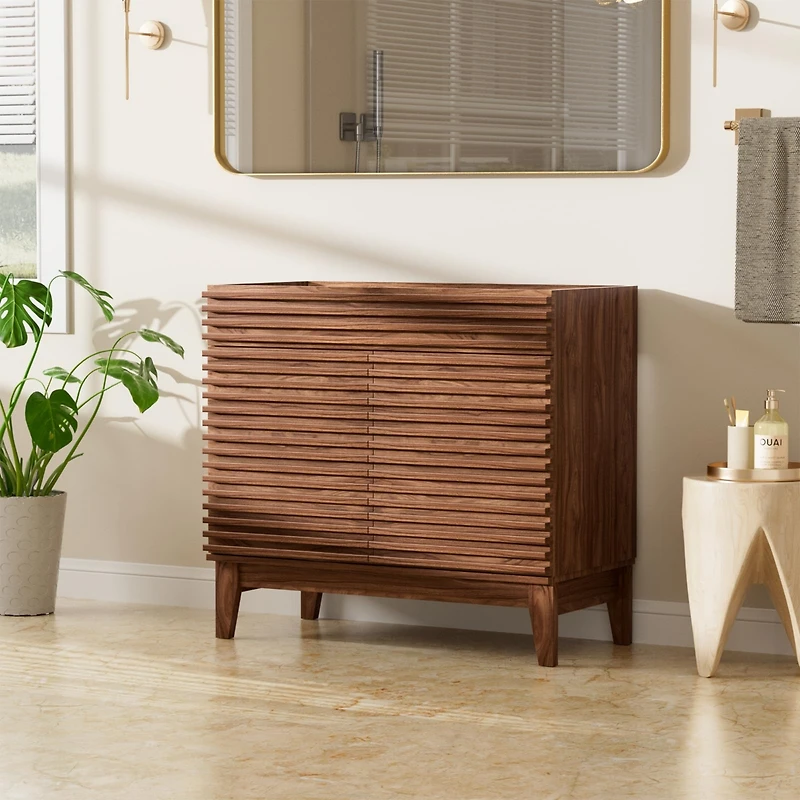 Mid-Century Freestanding Bathroom Cabinet Vanity with Storage