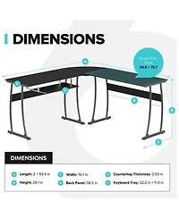 RIF6 L Shaped Modern Computer Office Desk w/ Keyboard Tray, Easy Assembly