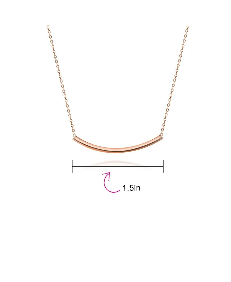 Bling Jewelry Minimalist Delicate Thin Sideways Horizontal Round Tube Curved Bar Slide Pendant Necklace Sterling Silver