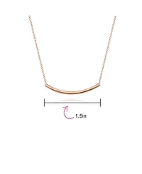 Bling Jewelry Minimalist Delicate Thin Sideways Horizontal Round Tube Curved Bar Slide Pendant Necklace Sterling Silver