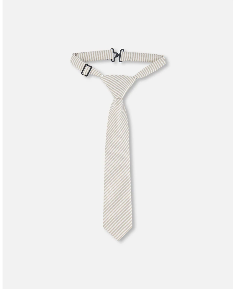 Deux par Deux Boy Neck Tie Light Taupe Striped - Toddler|Child
