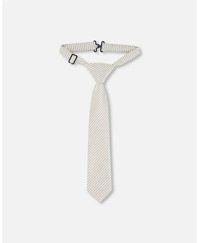 Deux par Deux Boy Neck Tie Light Taupe Striped - Toddler|Child