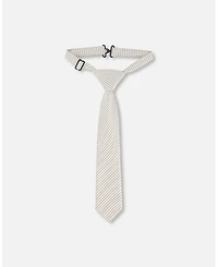 Deux par Deux Boy Neck Tie Light Taupe Striped - Toddler|Child