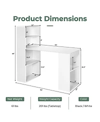 Gouun Computer Desk Writing Workstation Office with 6-Tier Storage Shelves