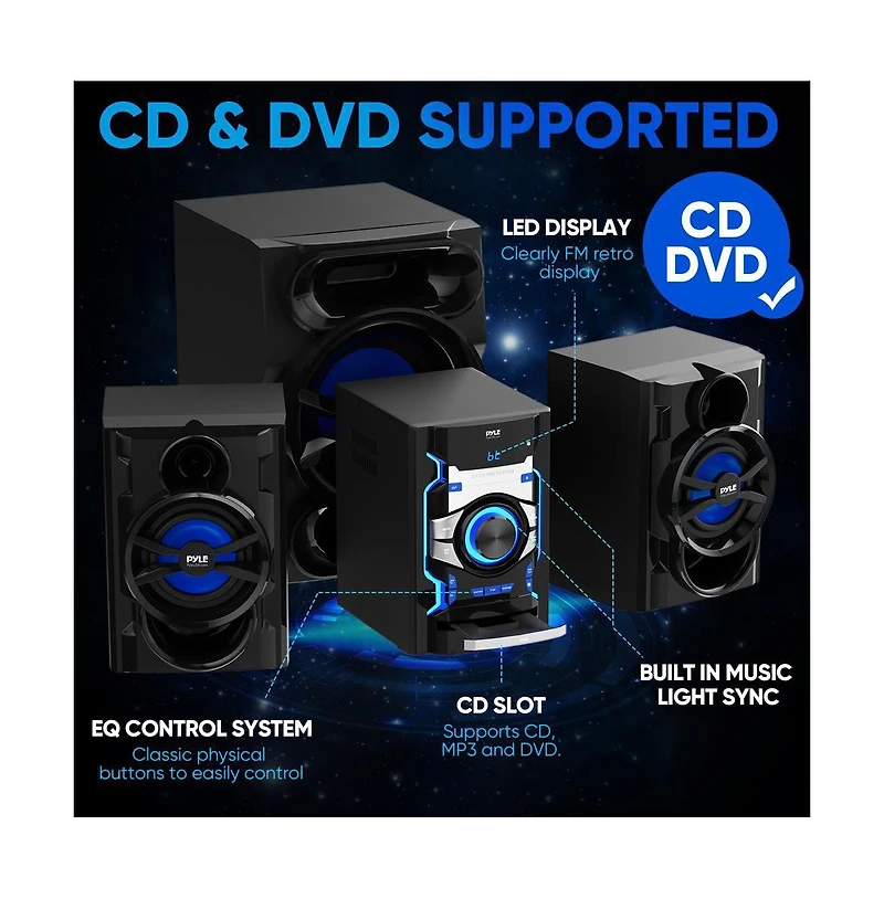 Pyle 5.25” 2-Way Bluetooth Wireless Speaker System - Waterproof, 500W Max Power, 1/2” Tweeter, Compact Design