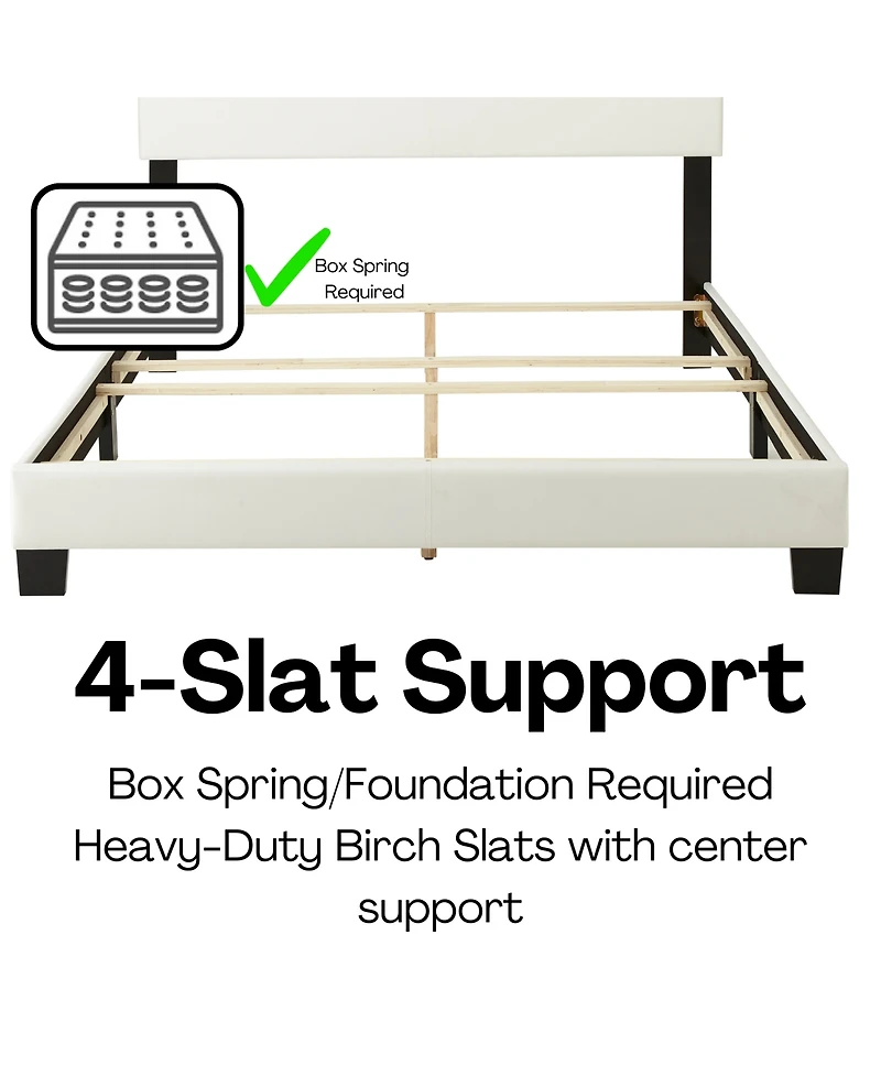 Boyd Sleep Rhombus Upholstered Platform Bed with Headboard, Mattress Foundation Strong 4 Wood Slat Supports, Box Spring Required