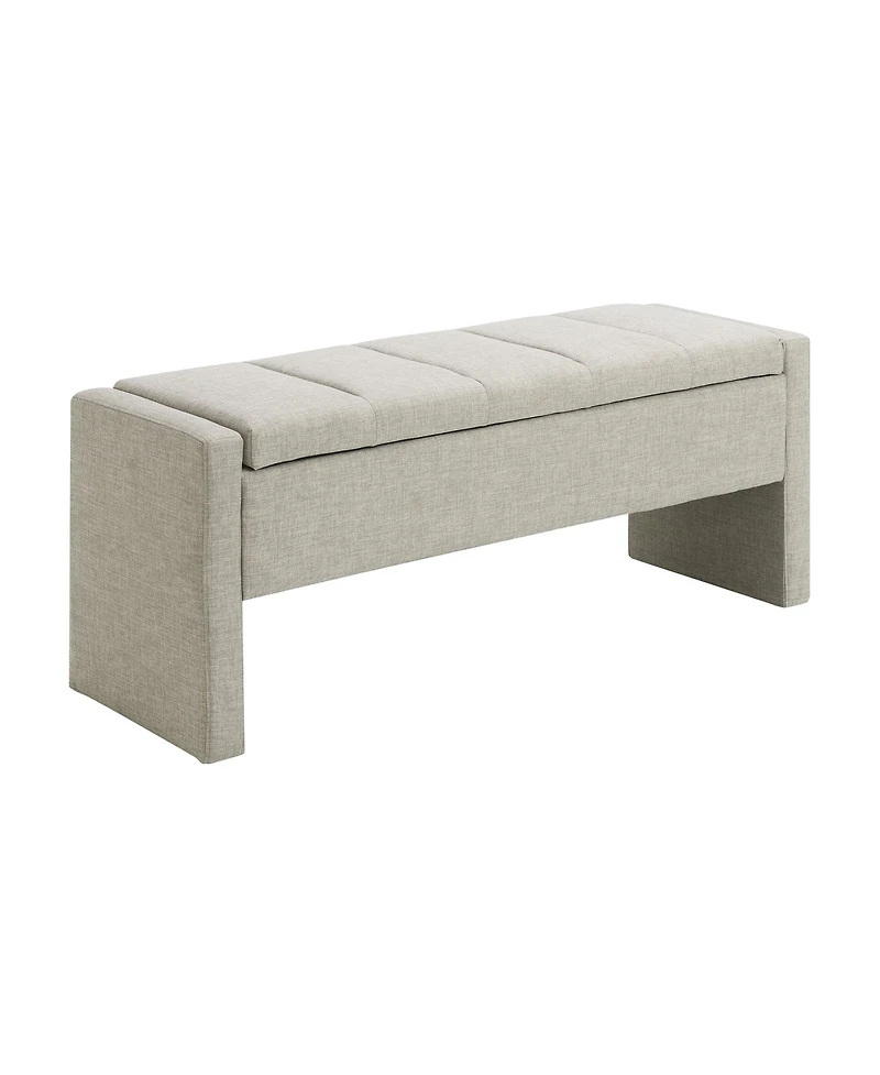 Modern Upholstered Bed End Bench with Storage, Linen Foot Rest Stool, Multi-Functional Vanity Stool-The Pop Home