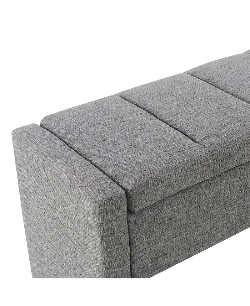 The Pop Home Modern Upholstered Bed End Bench with Storage, Linen Foot Rest Stool, Multi-Functional Vanity Stool-The