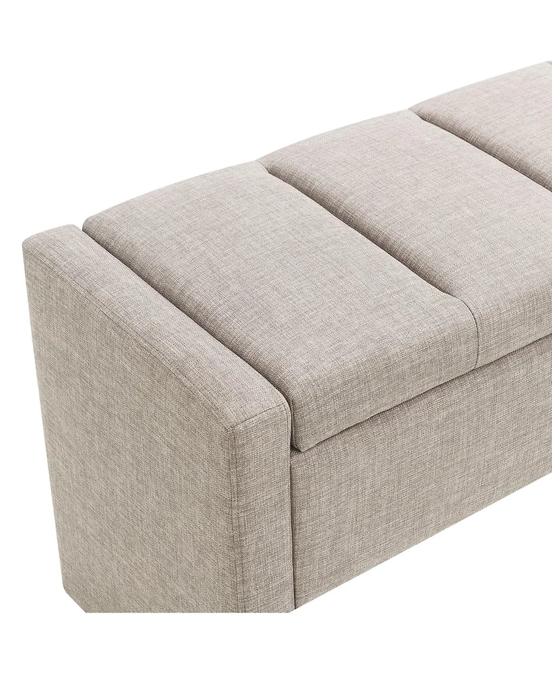 Modern Upholstered Bed End Bench with Storage, Linen Foot Rest Stool, Multi-Functional Vanity Stool-The Pop Home