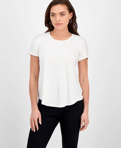 Jm Collection Petite Solid Rayon Span Short-Sleeve Top, Created for Macy's