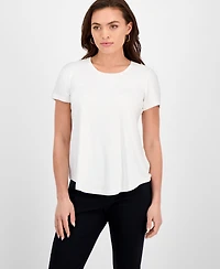Jm Collection Petite Solid Rayon Span Short-Sleeve Top, Created for Macy's