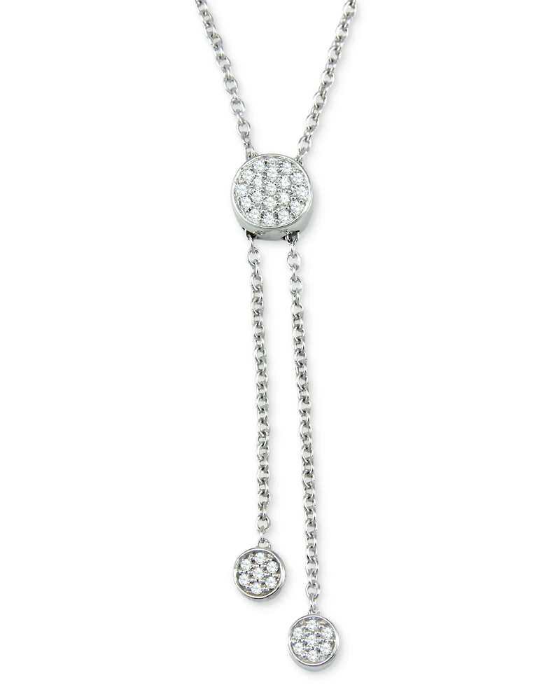 Diamond Circle Cluster Lariat Necklace (1/4 ct. t.w.) in Sterling Silver, 16" + 2" extender