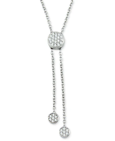 Diamond Circle Cluster Lariat Necklace (1/4 ct. t.w.) in Sterling Silver, 16" + 2" extender